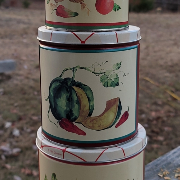 Olive Can Company 3 Pc Canister set. Dated 1994 - Picture 1 of 16